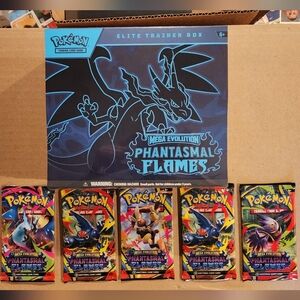 Pokemon Mega Evolution Phantasmal Flames ETB & 5 Packs NEW SEALED